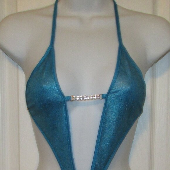 Turquoise Blue Metallic O-Ring 1 Pc Monokini - NEW - Picture 3 of 12
